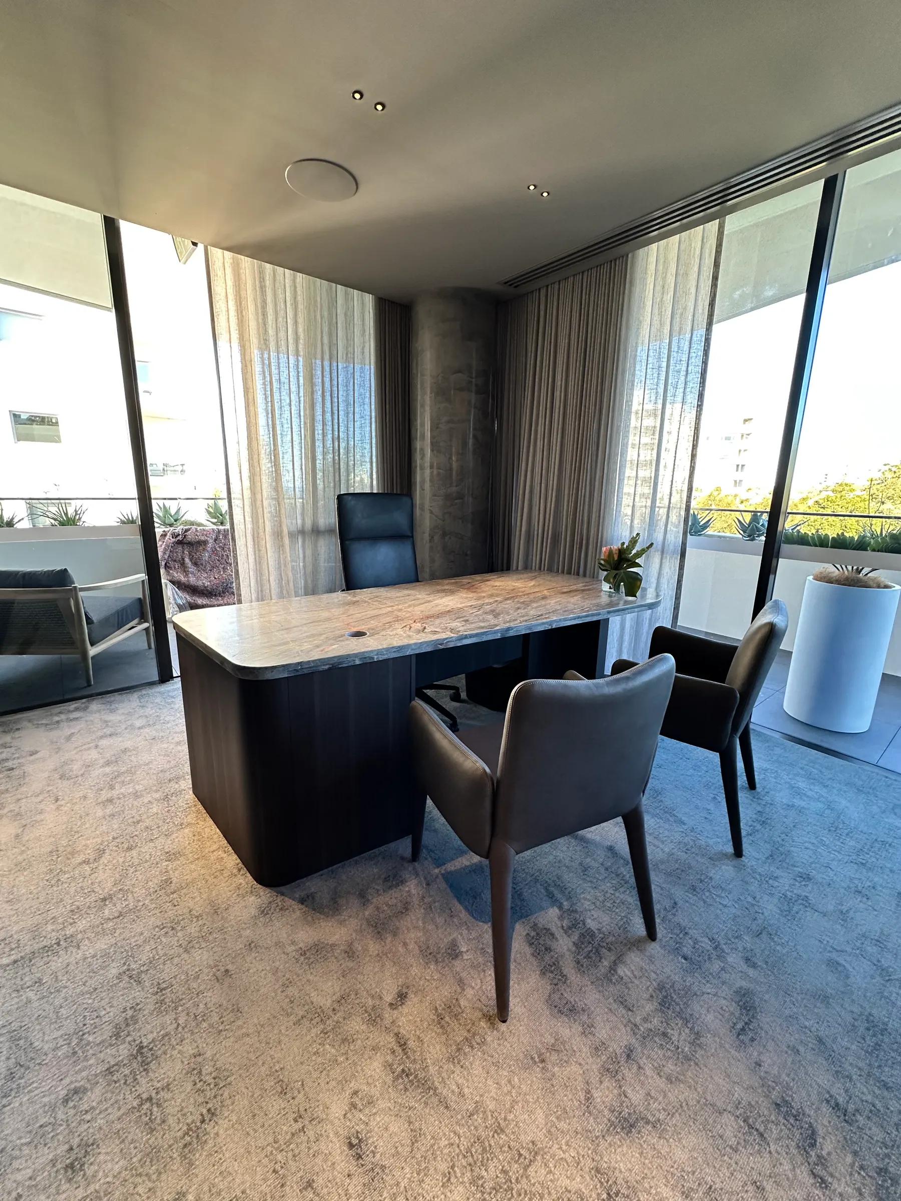 Highland Real Estate – Caringbah — marble-topped executive desk with custom timber base by VBP Interiors