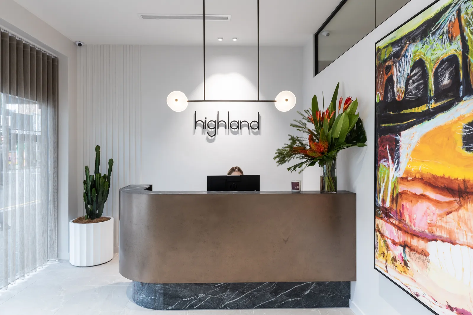 Highland Real Estate Newtown reception — fit-out and joinery by VBP Interiors